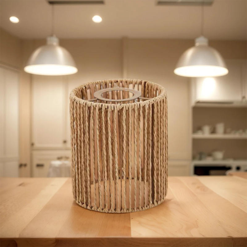 Description Picture 6 of itemPaper Rope Lamp Shade Handwoven Barrel Lamp Shade Creative Ceiling Light Fixture Shade Wall Sconces Light Cover for Home Decor