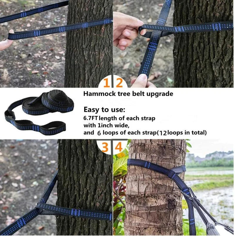 Description Picture 4 of itemCamping Equipment Hammock with Automatic Pop-up Mosquito Net, Portable Single & Double Hammock Chair with 12loops Tree Straps