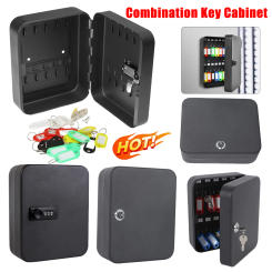 Combination Key Cabinet 20 Key Hooks Key Box Wall Mounted with Key/Code Lock Key Cabinet Security Lock Box Locking Key Cabinet