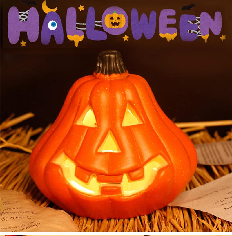 Description Picture 2 of itemHalloween Pumpkin Led Lamp Creative Lantern Decoration Flashing Ghost Festival Glowing Shopping Park Indoor Garden Decorat Props