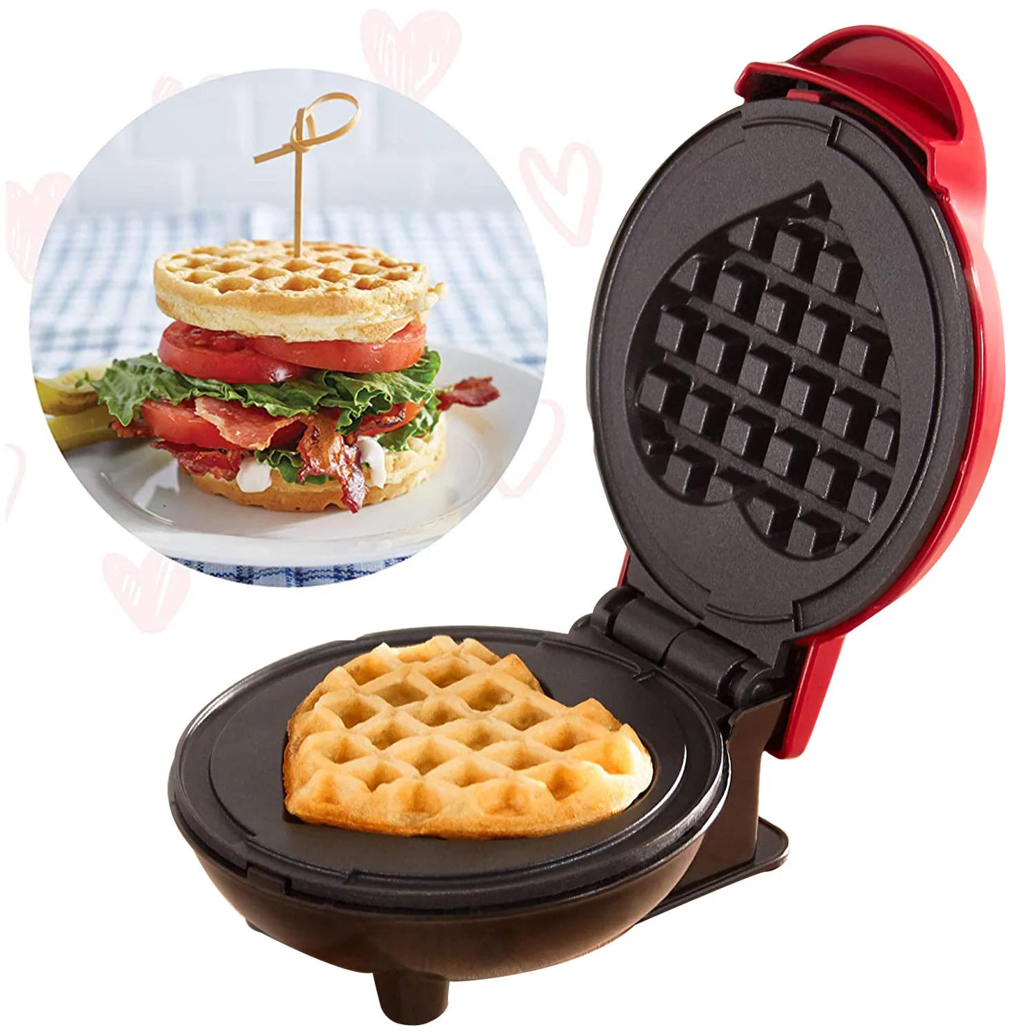 Description Picture 4 of item220V EU Plug Mini Electric Waffles Maker Bubble Egg Cake Oven Breakfast Love Heart Shaped Waffle Maker Cooking Appliance