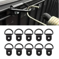 10pcs Black Rail Accessories Steel V Shape Ring Pickups Heavy Duty Truck Bed Tie Down Anchors Rings Trailers Hook Cargo Bolt