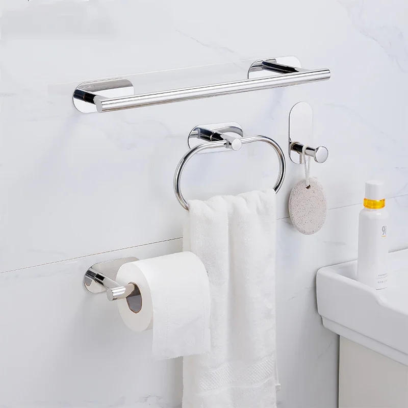 Description Picture 2 of itemSelf-Sticking Bathroom Hardware Accessories Stainless Steel Brushed Towel Bar Paper Holder Accessories Rail Ring Roll Hanger