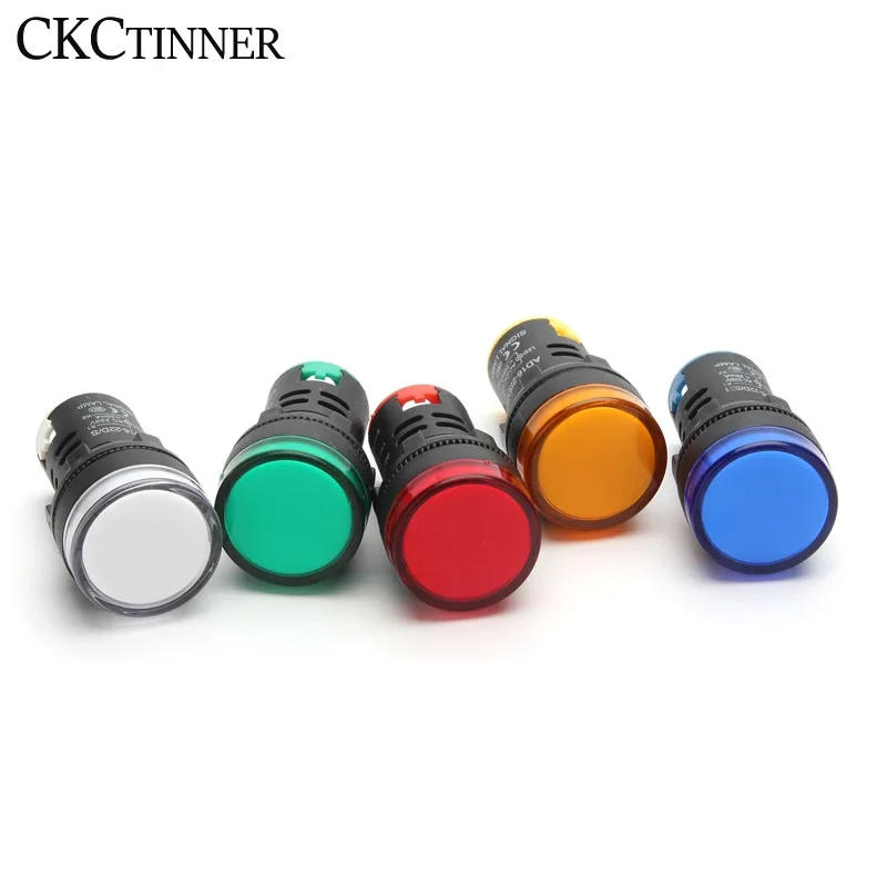 Description Picture 5 of item1pcs 22mm Indicator Light 12V 24V 220V 380V LED Power Indicator Pilot Signal Light AD16-22DS Panel Mount Lamp Multicolor 20mA