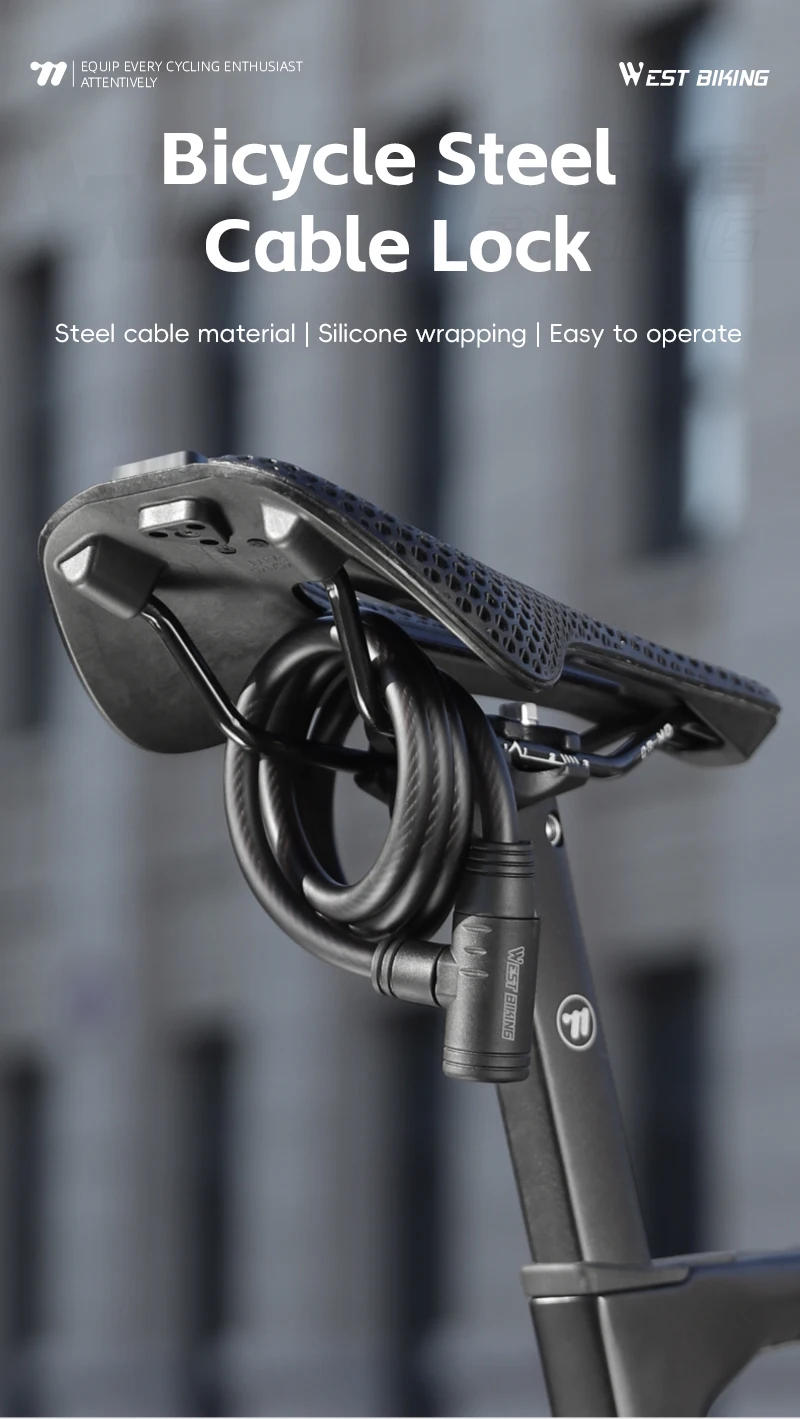 Description Picture 2 of itemBicycle Steel Cable Lock  High Strength Anti-Theft Lock Scooter E-Bike Waterproof Safety Lock Bike Accessories