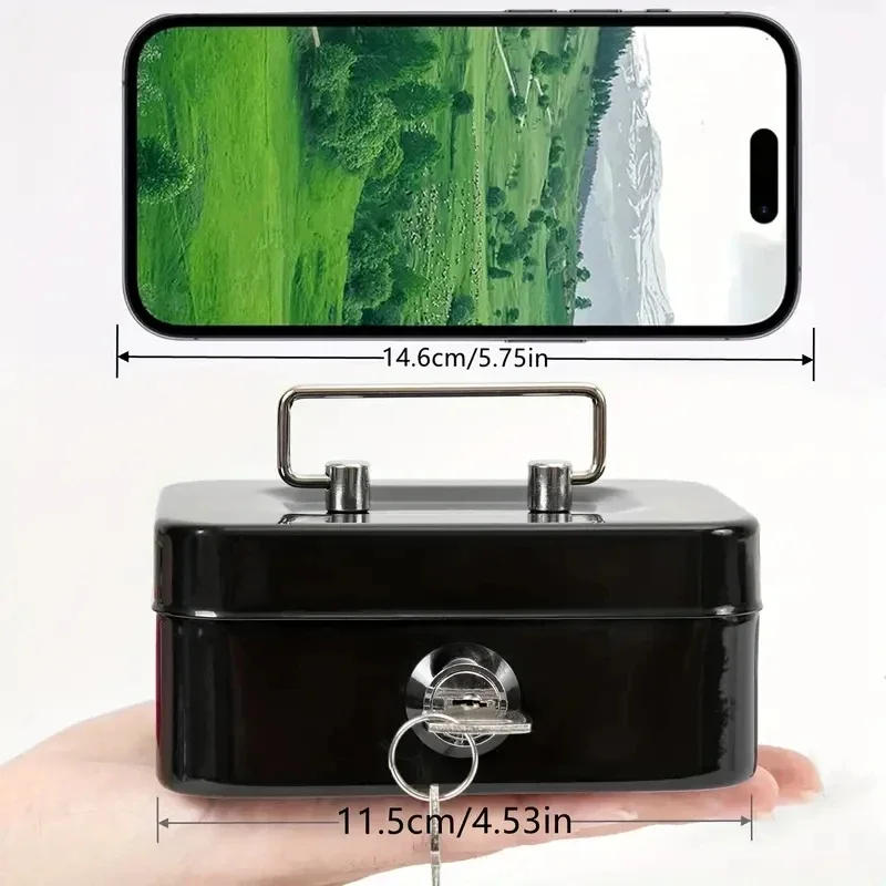 Description Picture 6 of itemMetal Cash Box Mini Safe Lock Box Money Bank Metal Coin Bank Security Box Sturdy Cash Portable for Kids Coin Collection