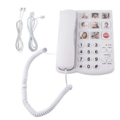 Big Button Telephone for Elderly Amplified Photo Memory Corded Landline Phone for the Seniors Desktop Fixed Wired Phone