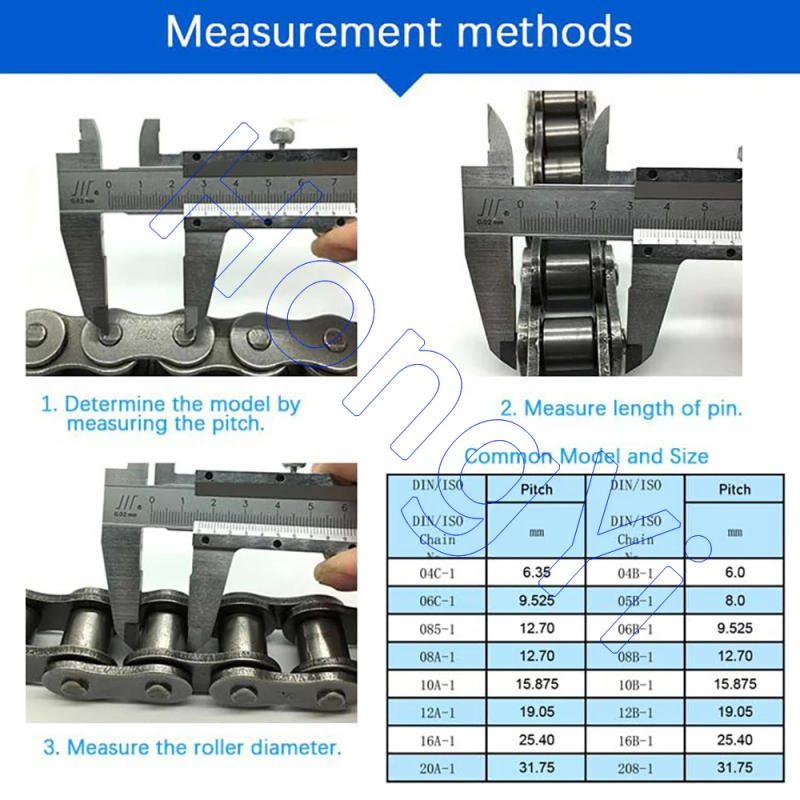 Description Picture 2 of item#25 Roller Chain 04C-1 Carbon Steel Chains 6.35mm 1/4 Inch Pitch Connecting/Offset Links Full/Half Buckle for Bycicles Scooter