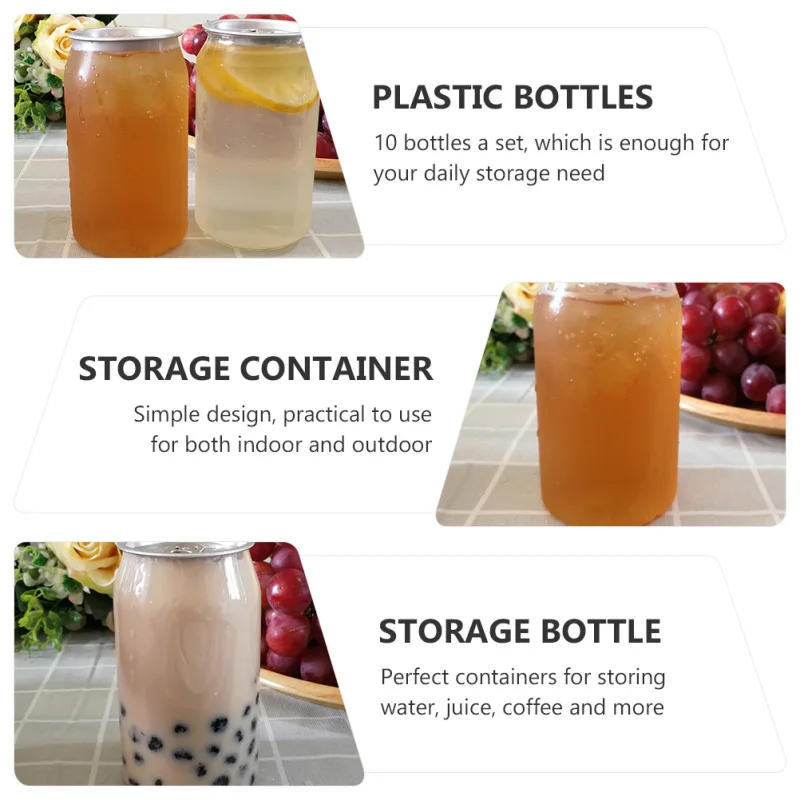 Description Picture 2 of itemDisposable Ring-Pull Can Beverage Bottles PET Milk Carafe Milk Tea Bottles Drinking Packaging Bottles Clear Milk