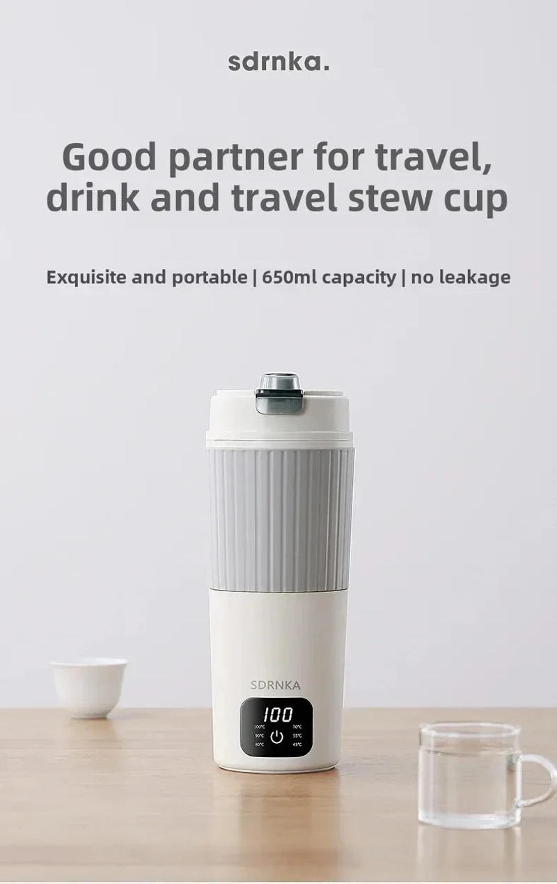 Description Picture 2 of item650ml Portable Electric Kettle Travel Boil Water Cup Thermo Pot Smart Teapot Temperature Adjustment Kettle Heating Cup 220V