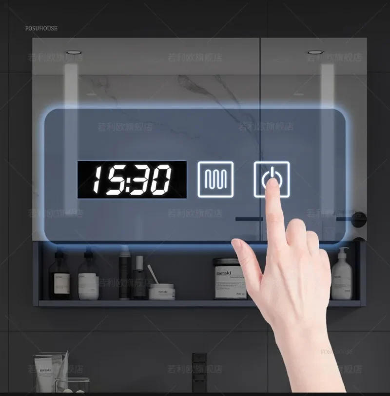 Description Picture 6 of itemSimple Bathroom Smart Mirror Cabinets Home Furniture Wall-mounted Bathroom Vanity Mirror Storage Anti-fog Storage Cabinet p