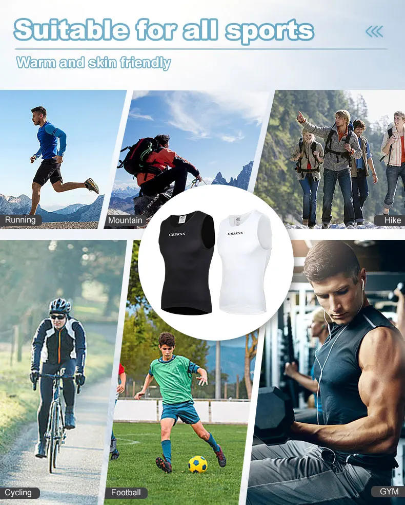 Description Picture 5 of itemGRSRXX Winter Cycling Underwear Base Layer Thermal Fleece Vest Bike Sleeveless Undershirt Sport Man First Layer Jersey White