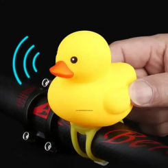 1pcs Cartoon Yellow Silica Gel Little Duck Shape Bicycle Bells Shining Mountain Bike Handlebar Light Accessories Riding Cycling