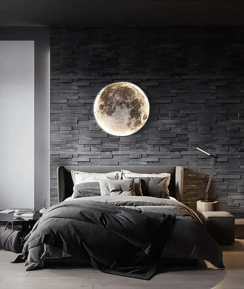 Description Picture 3 of itemModern Moon Led Wall Lamp Creative Mural Living Room Background Wall Bedside Wall Light Decoration Lamp Minimalist Art