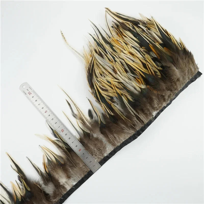 Description Picture 5 of item1Meter Natural Peacock Rooster Cock Pheasant Feathers on Tape Clothes Tassel Fringe Trim Fabric Sewing Carnival Wedding Dress