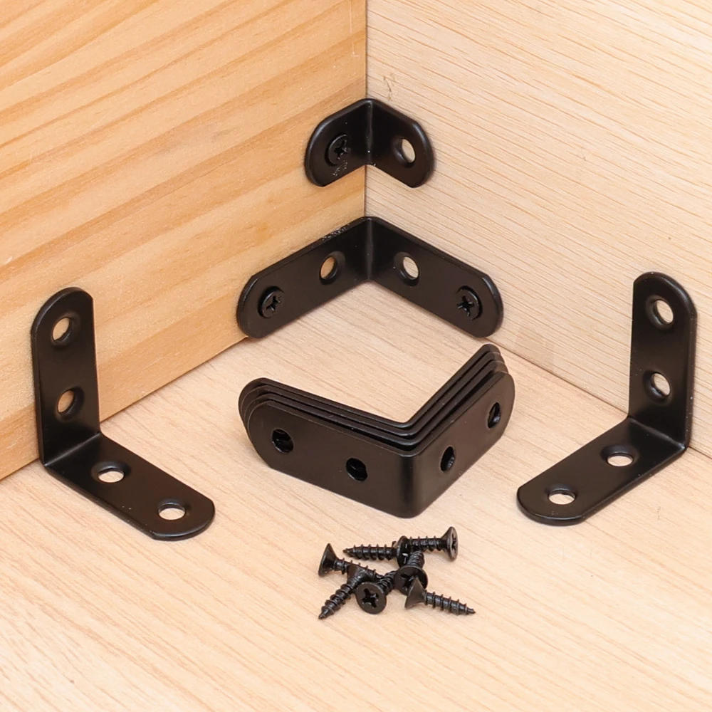 Description Picture 4 of item10/30pcs L-shaped Corner Bracket Universal Furniture Corner Connector Heavy Duty Angle Shelf Joint Fastener Brackets With Screws