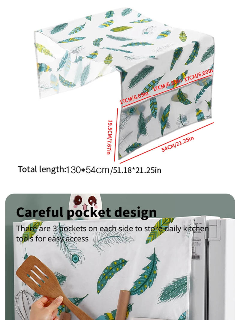 Description Picture 5 of itemRefrigerator Dust Cover with Storage Bag Washable Printing Multi-purpose Household Washing Machine Cabinet Dust Protection Cover