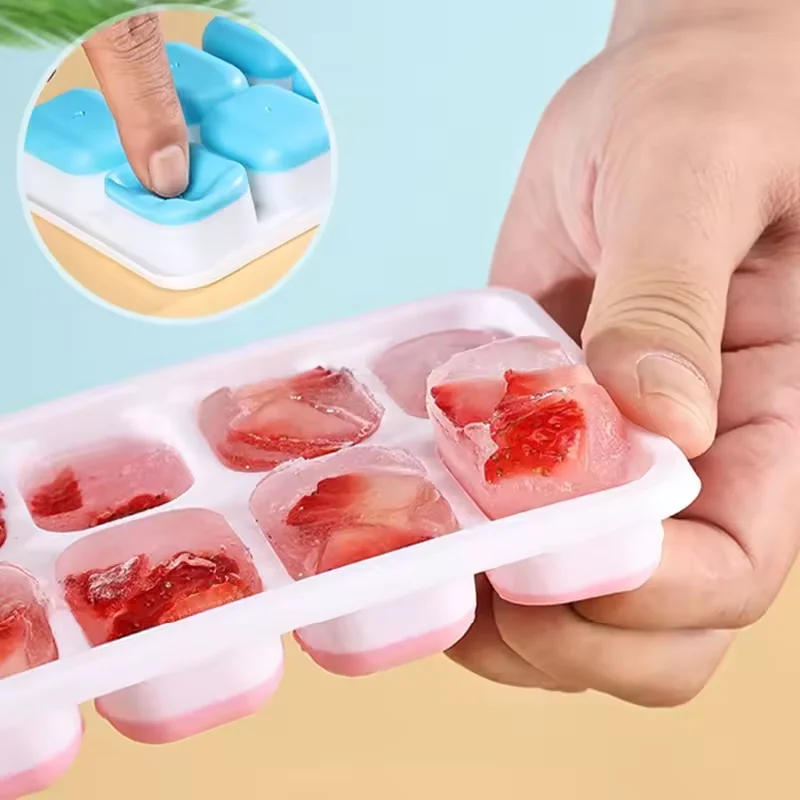 Description Picture 4 of item14 Cube Easy Release Ice Cube Tray Mold with Lid Silicone Square Molds Summer Kitchen Bar DIY Iced Cocktail Freeze Tool