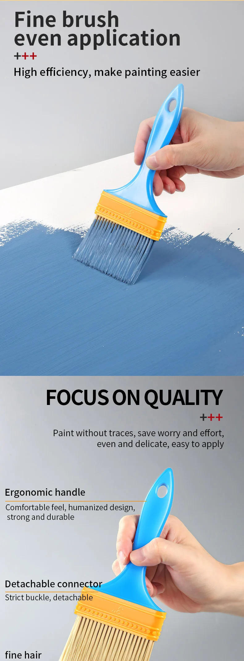 Description Picture 3 of itemMultifunction Paint Brush with Plastic Handle for Wall and Furniture Paint Tool Painting Brushes Set Artist Paint Brushes