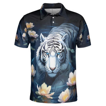 Vintage 3d Print Animal Tiger Polo Shirt For Men Art Painting Pattern Short Sleeve Tees Street Oversized T Shirts Tops Clothes