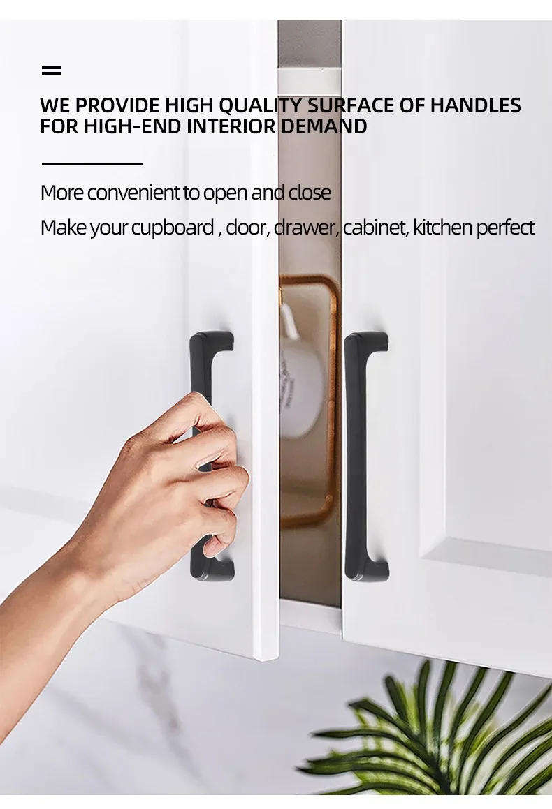 Description Picture 4 of itemModern Minimalist Zinc Alloy Kitchen Cabinet Handles Wardrobe Door Pulls Black Drawer Knob Golden Handles for Furniture Hardware