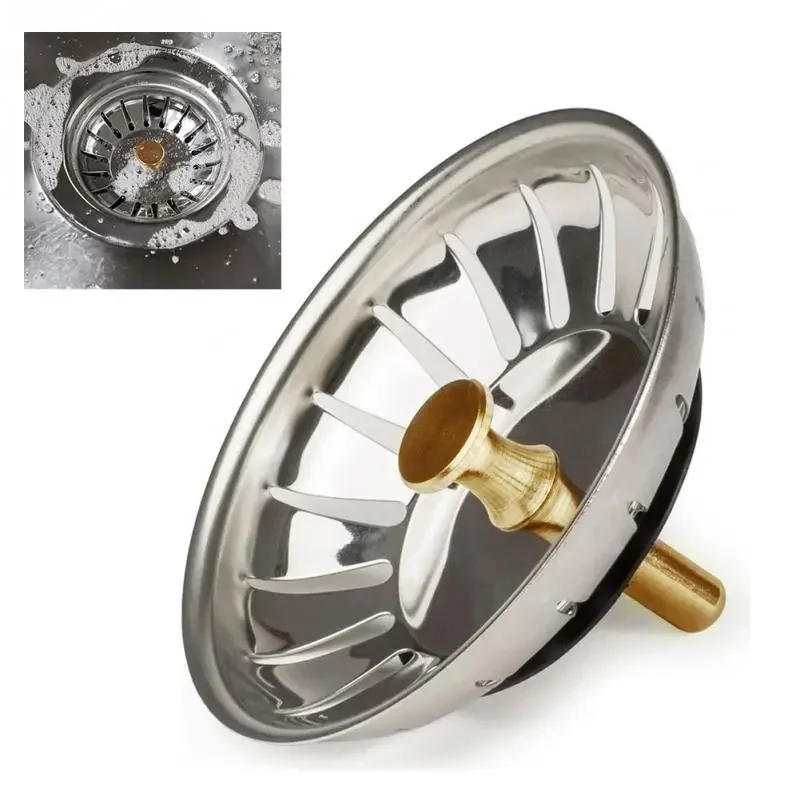 Description Picture 3 of item1/2Pcs Stainless Steel Replacement Strainer 80mm Kitchen Water Basin Sink Drainer Strainer Leach Home Waste Plug Stopper Filter