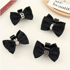 Creative Rabbit Small Hair Claws Black Bowknot Pearl Korean Style Headwear Bow Hair Clip Cute Hairpin Female Hair Accessories