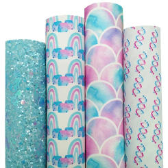 Mermaid Glitter Leather Sheets Rainbow Fish Scales DNA Custom Synthetic Leather Fabric Sheets For Bows DIY 21x29CM Q1210