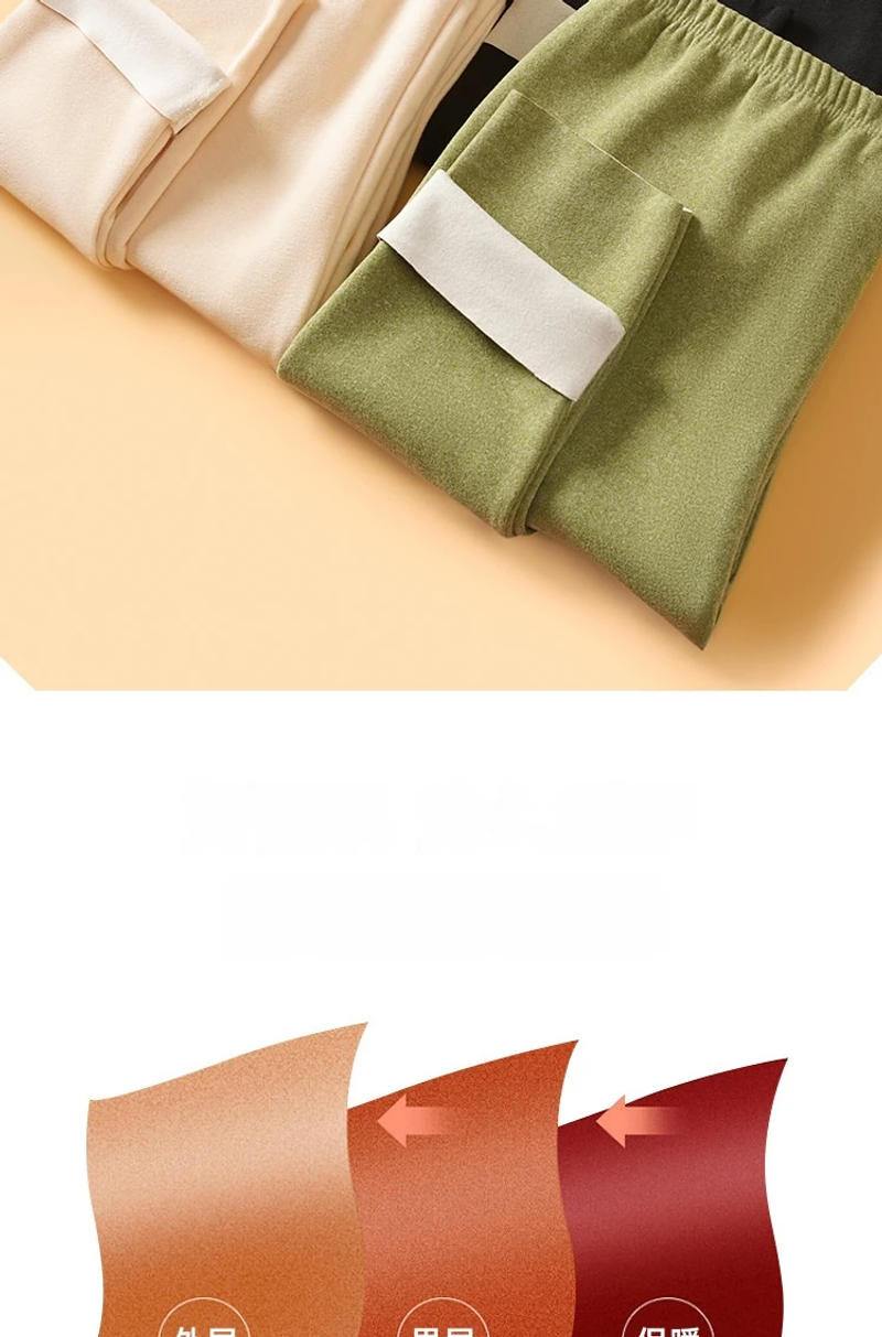 Description Picture 6 of itemNew Thermal Underwear With Plush Thickened Round Neck Solid Color Heating Clothes Autumn Pants Women's Set Women's home clothing