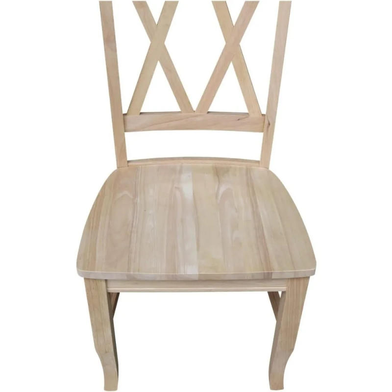 Description Picture 5 of itemSet of Two Double X-Back Dining Chair, 19.9"W x 22"D x 41.3"H, Wood Unfinished