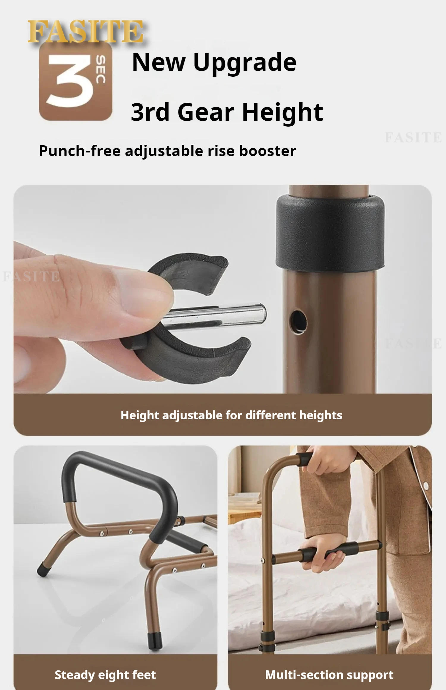 Description Picture 5 of itemBed Handrails Bedside Railing Grab Bars Assist Device Bathroom Toilet Grab Bars Safety Stand 지지대 Chuveiro Disabled Accessories