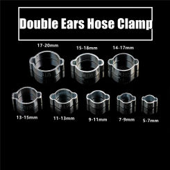 10PCS 5-20mm  Double Ears Clamp  Worm Drive Fuel Water Hose Pipe Clamps Clips Hose Fuel Clamps Kit