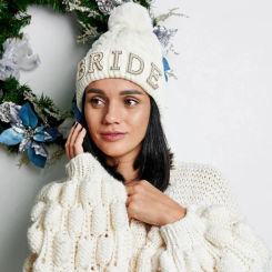 Pearl Bride to be Beanie Hat Fall Winter wedding mountain ski Bachelorette hen party Bach weekend bridal shower decoration gift