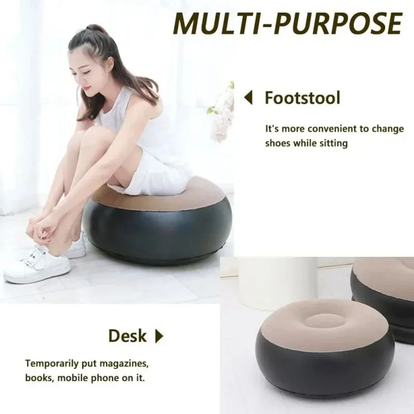 Description Picture 5 of itemInflatable Leisure Bean Bag Sofa Lazy Sofa Set Outdoor Foldable Recliner Bed Fluffy Seat Tatami Footstool Bedroom Chair