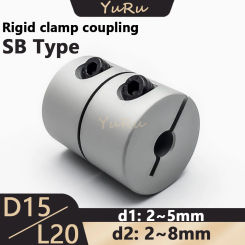 1PCS D15L20 SB Series Rigid Clamp Coupling D15L20 Bore 2/4/5/6/8mm Aluminium Drive Shaft CNC Jaw Shaft Motor Coupler