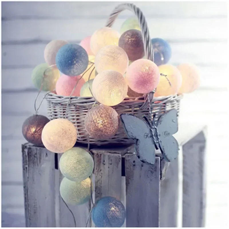 Description Picture 5 of item6CM Cotton Balls Garland LED String Lights Outdoor Christmas Tree Night Lamp Patio Home Party Holiday Bedroom Wedding Decoration