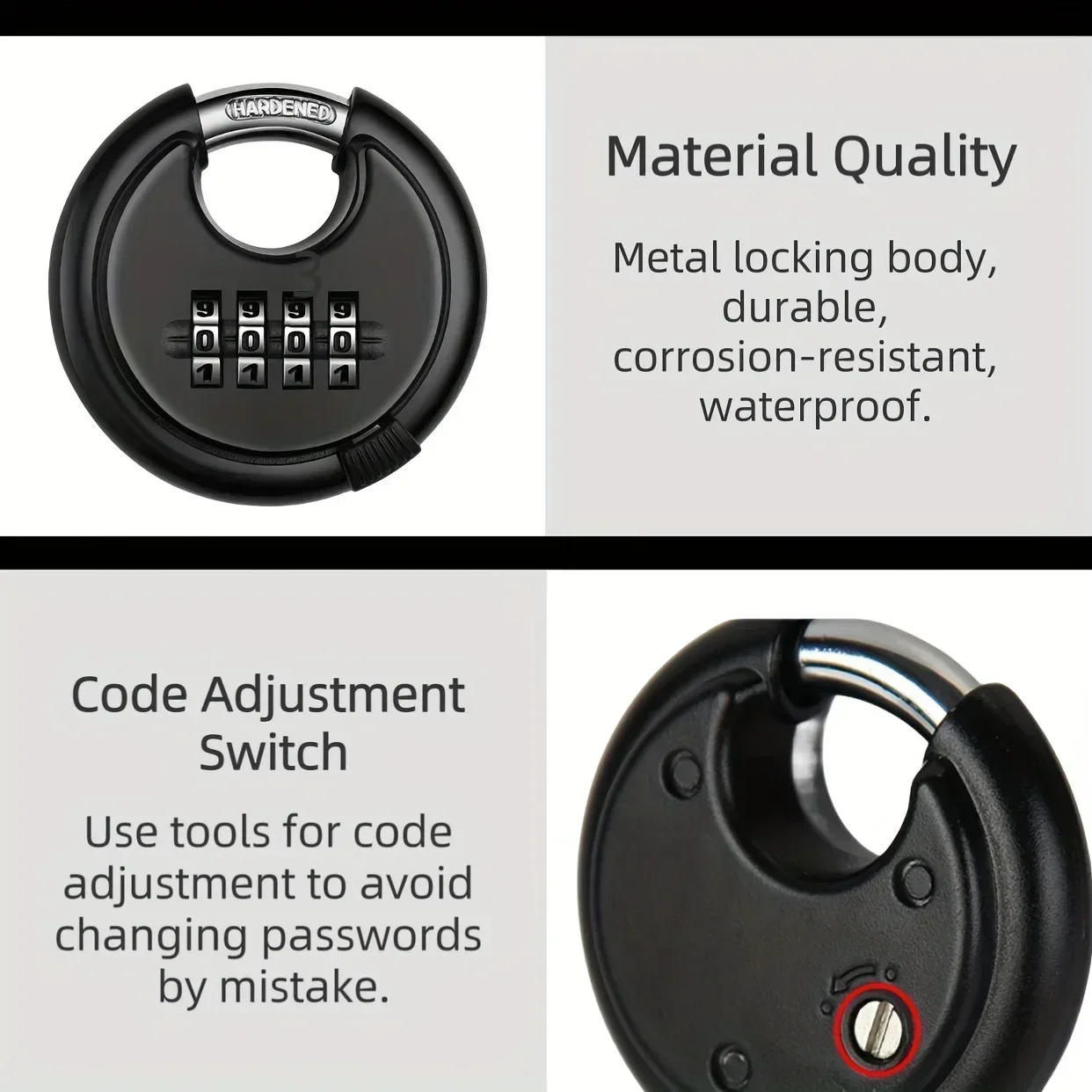 Description Picture 3 of itemMetal Outdoor Yard Gate Iron Gate Iron Chain Black Round Anti-theft Password Lock Padlock Password Padlock Safe and Strong