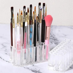26 Holes Acrylic Nail Brushes Organizer Nail Art Tools Storage Beauty Container Makeup Brushes Pen Tool Kit Display Shelf Holder
