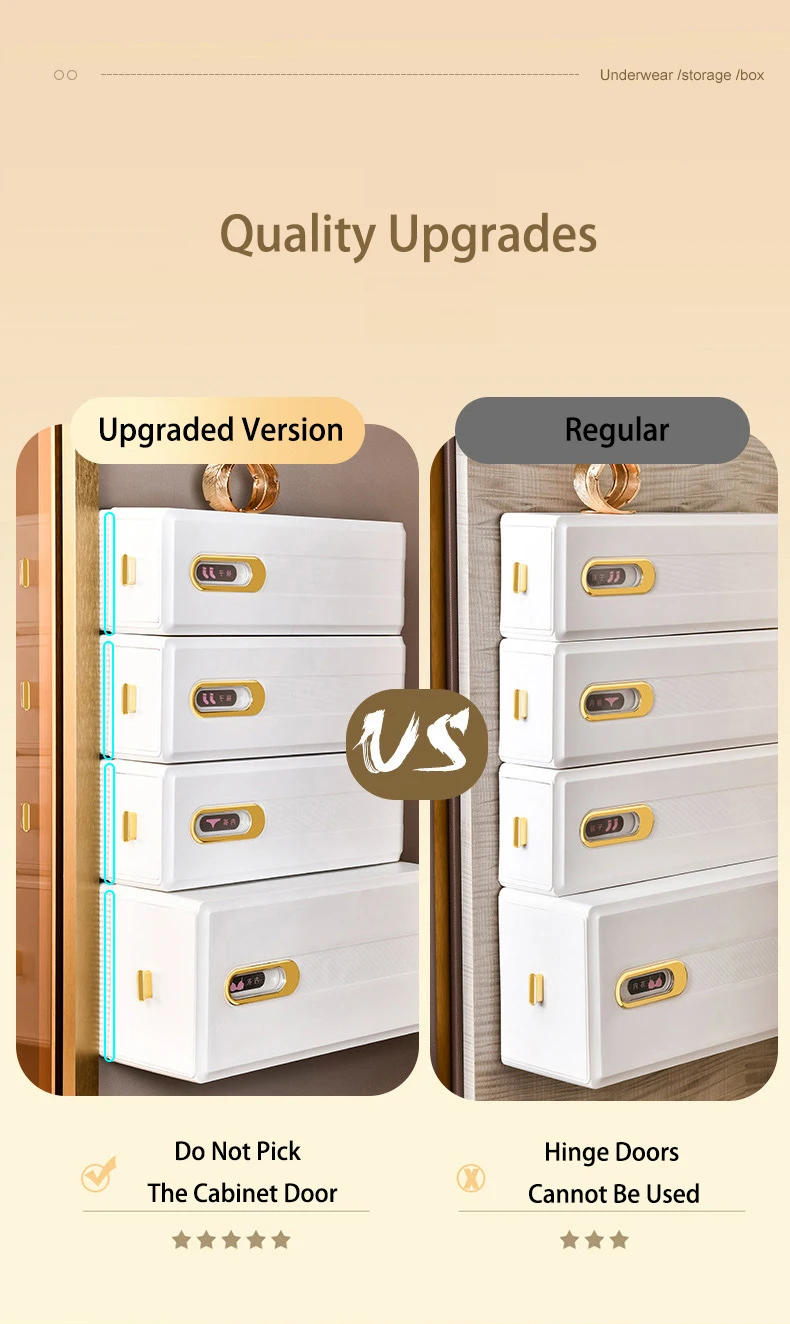 Description Picture 6 of itemDrawer Type Underwear Storage Box Save Space Closet Wardrobe Cabinet Organizers Wall Mounted Socks Bra Plastic Container