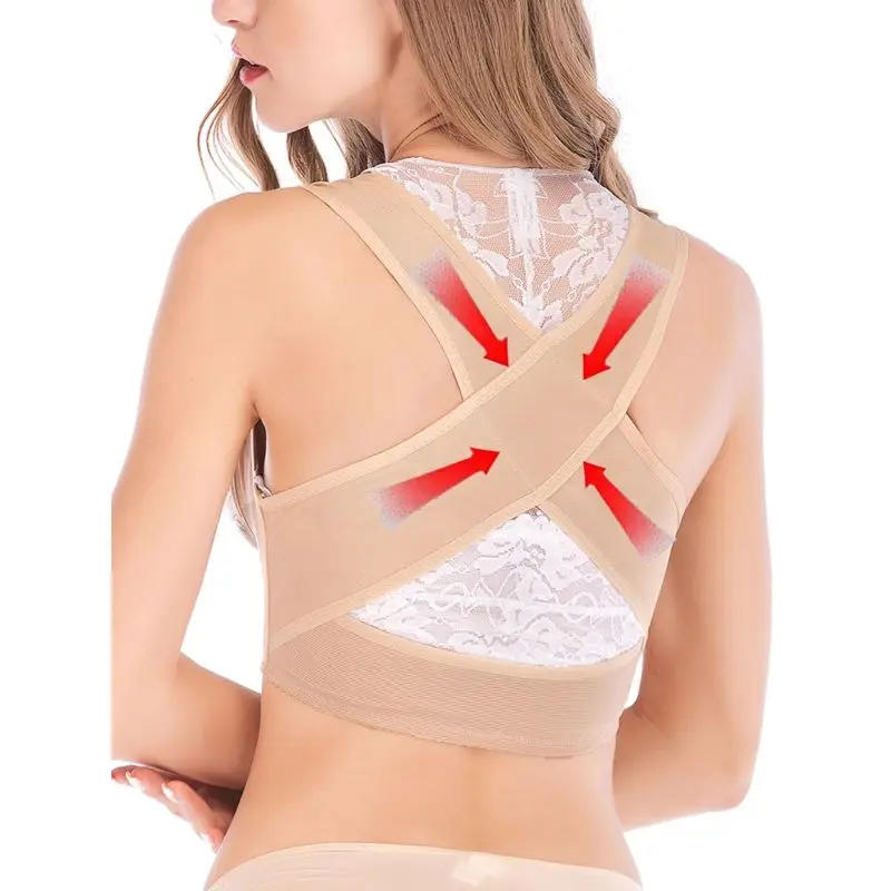 Description Picture 4 of itemCorrective Brace Belt Adjustable Shaping Body Supporting Chest Women's Back Corrector with Anti Hunchback Support Strap Beige
