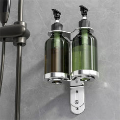 Wall Mounted Manual Soap Dispenser Pump Bottle With Holder Hotel Shampoo And Shower Gel Separate Bottles