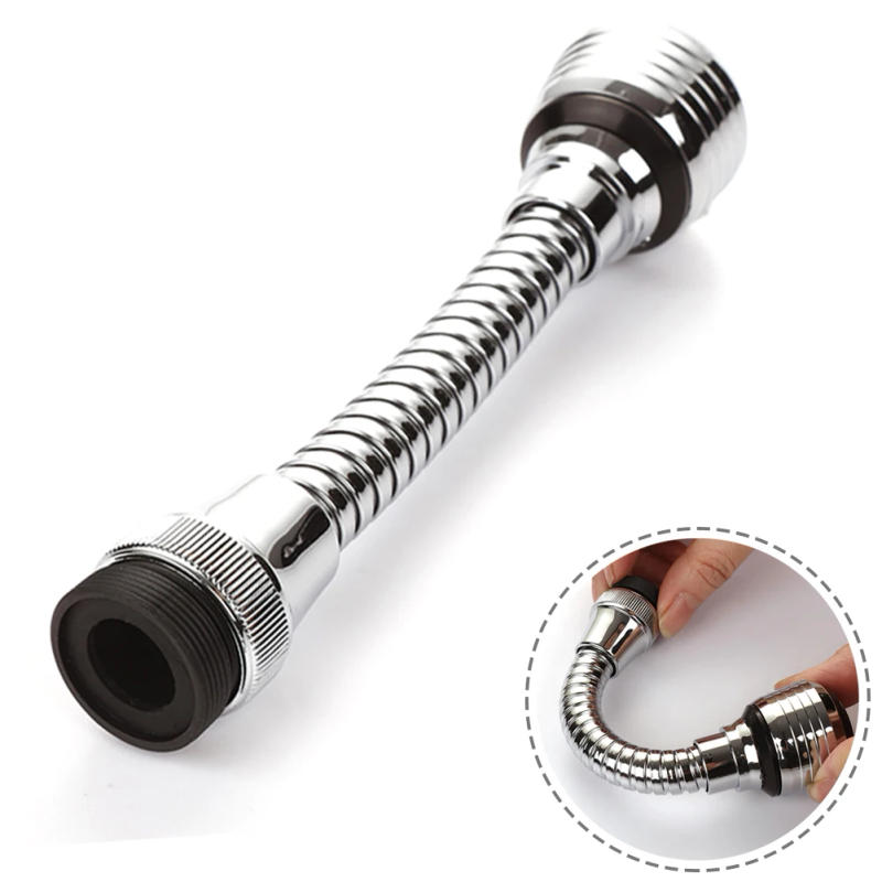 Description Picture 2 of item360° Flexible Faucet Extender Bendable Kitchen Sink Tap Spray Head Attachment Material:Stainless Steel+ABS Sliver Color