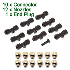 10Set Mist Fog Nozzle Kit Mister Fogger Nozzles Sprayer With Fitting For Patio Misting Spray Water Cooling System Outdoor Garden