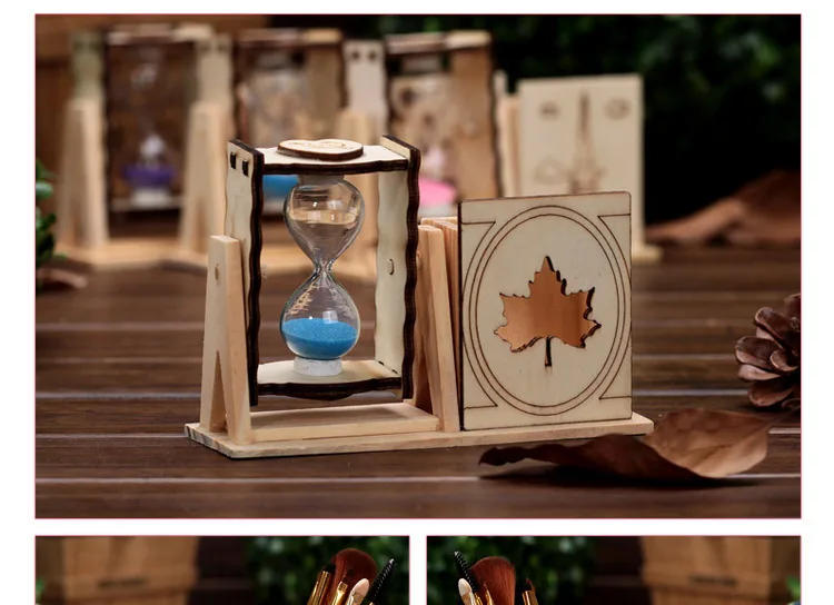 Description Picture 2 of itemSimple Wooden Single Hourglass Pen Holder Student Desk Decoration Exquisite Creative Pencil Holder Office Desktop Supplies