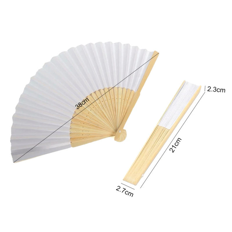 Description Picture 6 of item1-60PCS Wedding Hand Fans White Paper Bamboo Folding Fans Custom Hand-painted DIY Hand Fan Decoration Kids Painting Gifts