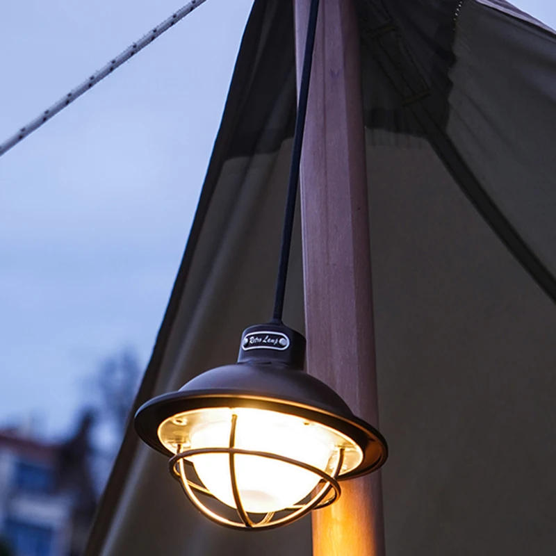 Description Picture 6 of item1pc Retro Portable Camping Lanterns Rechargeable Dimmable Tent Light Outdoor Waterproof Flashlight Emergency For Fishing LT066