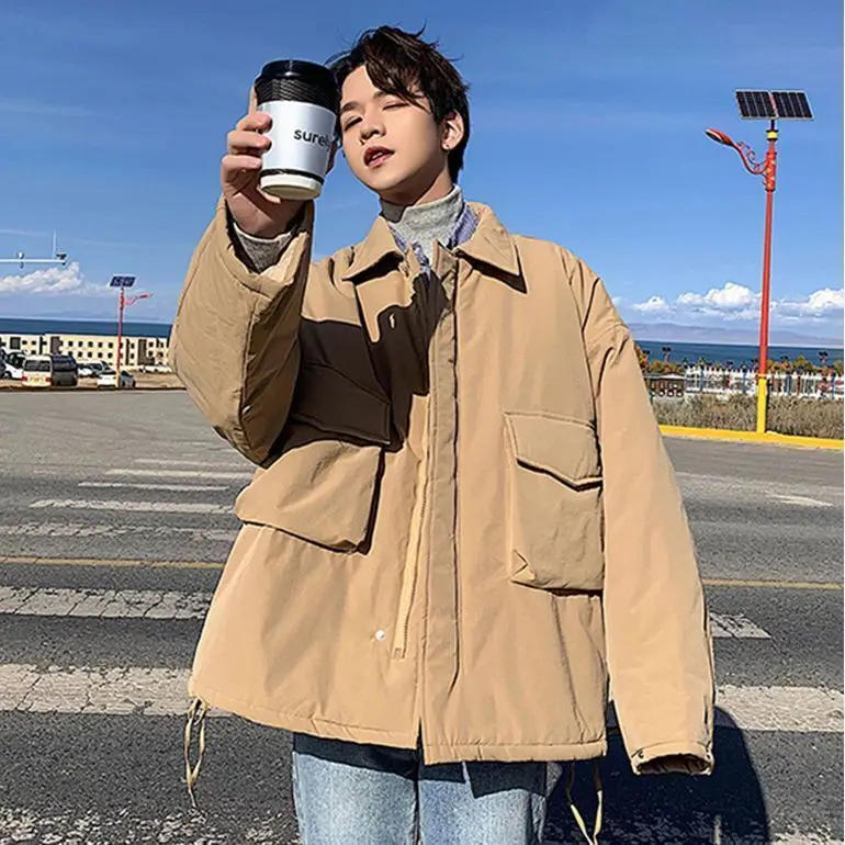 Description Picture 2 of itemWinter Thickened Workwear Cotton-padded Overcoat Men's Handsome Loose Casual High Street Parkas Men Tops Male Clothes