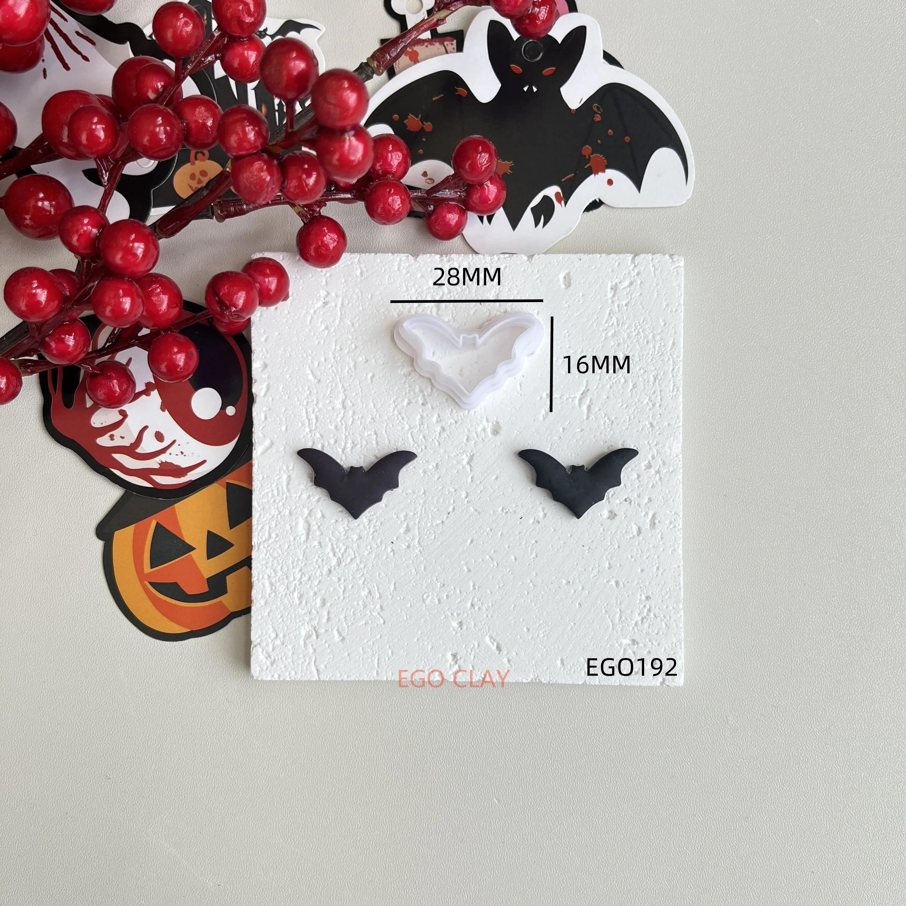 Description Picture 5 of itemHalloween series different ghost bat shape clay cutting mold DIY earrings jewelry earrings gift making polymer clay mold