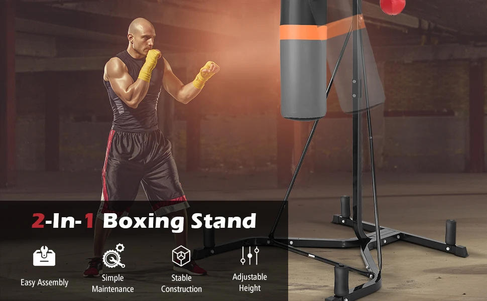 Description Picture 4 of itemPunching Bag with Stand Adult, Freestanding Boxing Machine with Height Adjustable Speed Ball & Sandbag, Pre Filled Heavy