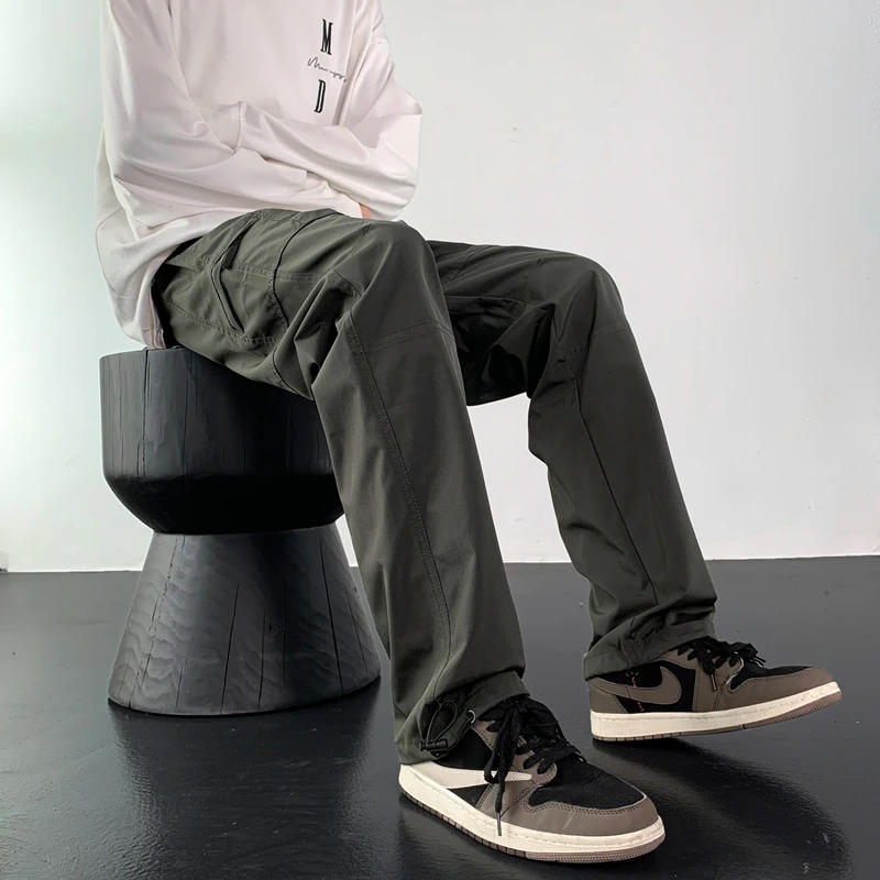 Description Picture 5 of itemSpring New Windproof and Waterproof Fabric Rush Pants Mountaineering Straight Leg Casual Fashion Loose Men's